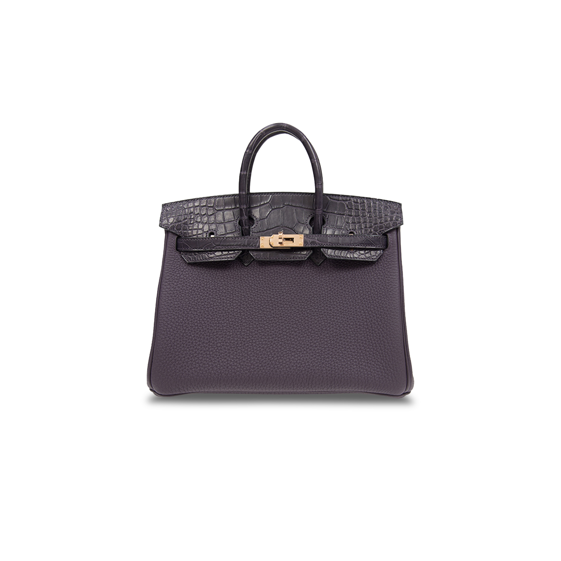 H**mes master birkin 25 crocodile and togo leather grape purple gold buckle h076216ck19 (25*20*13cm)